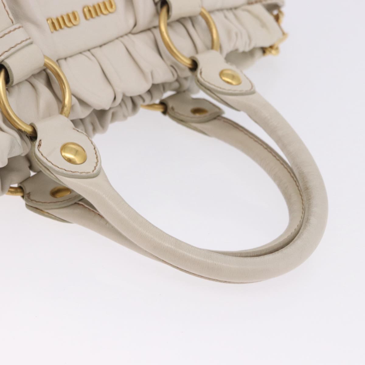 Miu Miu Hand Bag Leather 2way White Gold RT0383 Auth am12391V