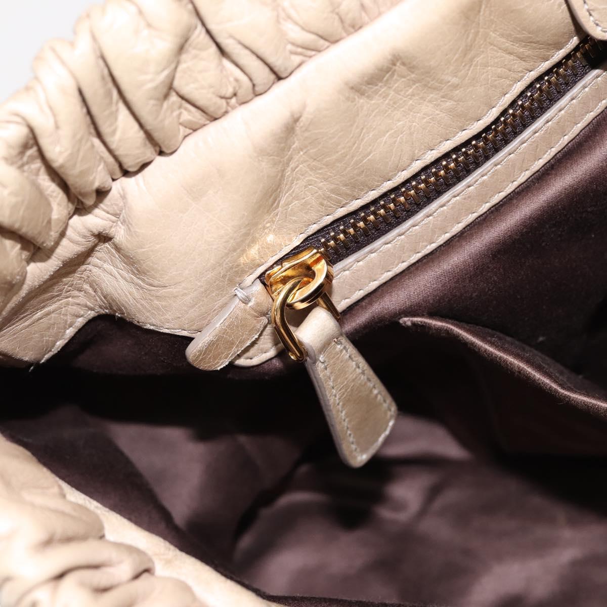 Miu Miu Hand Bag Leather 2way Beige Gold RT0383 Auth am12392V
