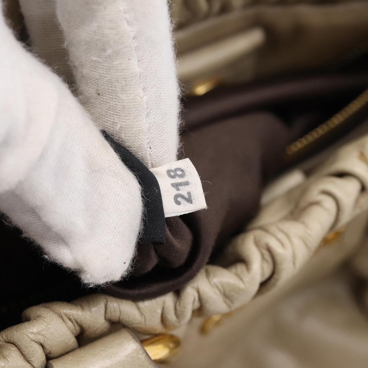 Miu Miu Hand Bag Leather 2way Beige Gold RT0383 Auth am12392V