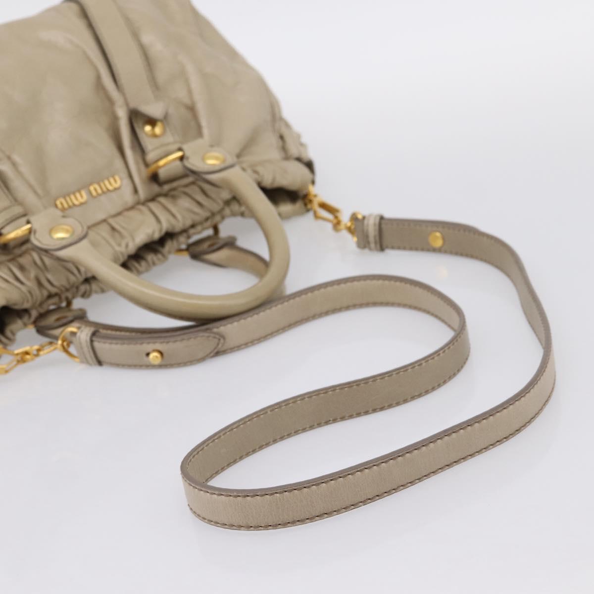 Miu Miu Hand Bag Leather 2way Beige Gold RT0383 Auth am12392V