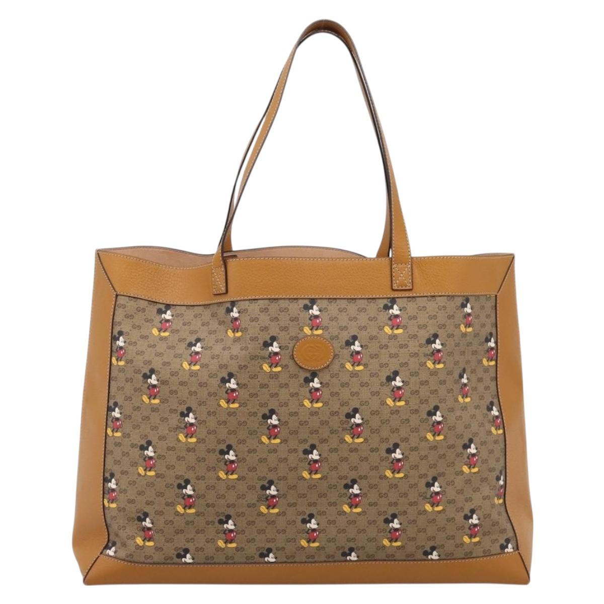GUCCI GUCCIxDisney Micro GG Supreme Tote Bag PVC Beige Gold 547947 Auth am12393M