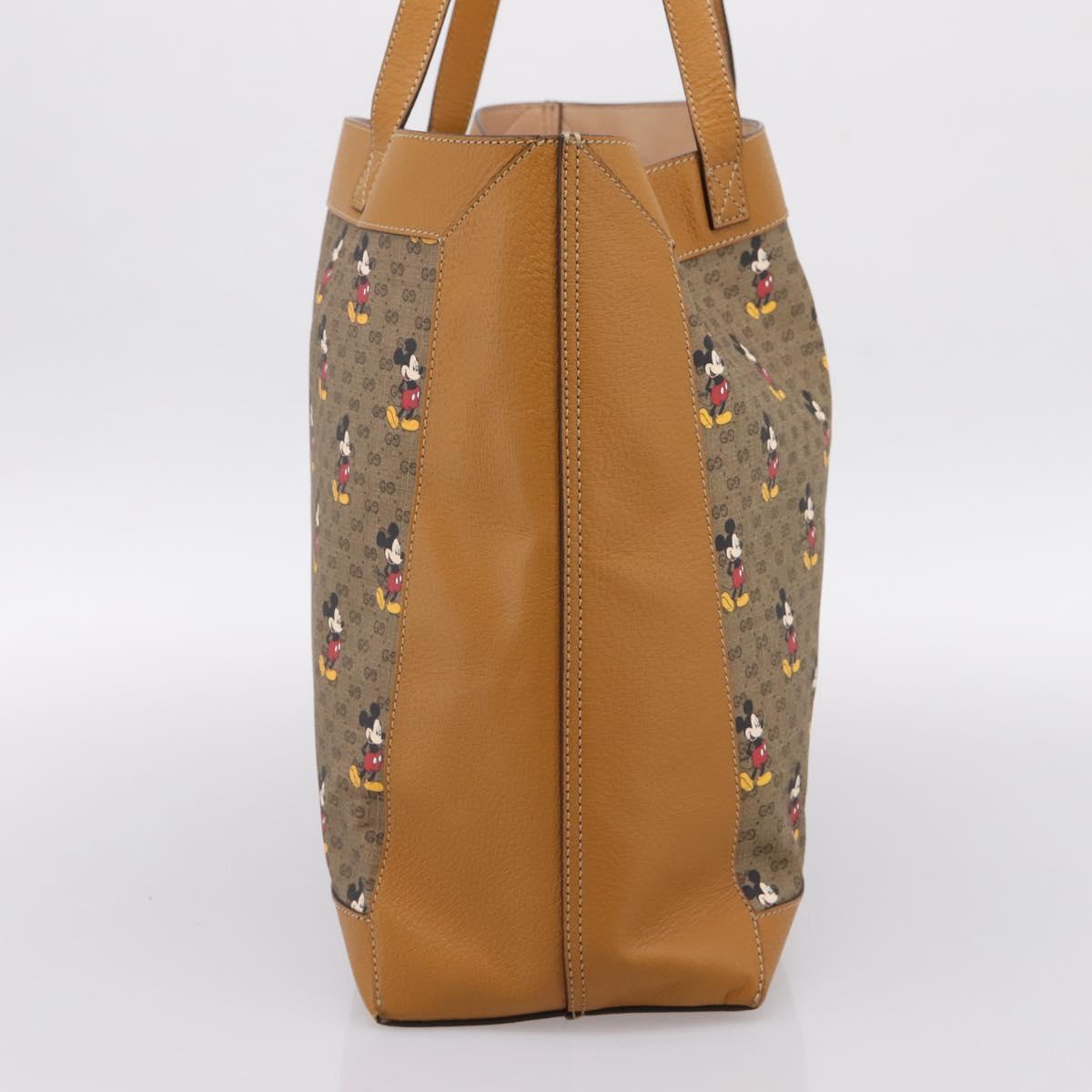 GUCCI GUCCIxDisney Micro GG Supreme Tote Bag PVC Beige Gold 547947 Auth am12393M