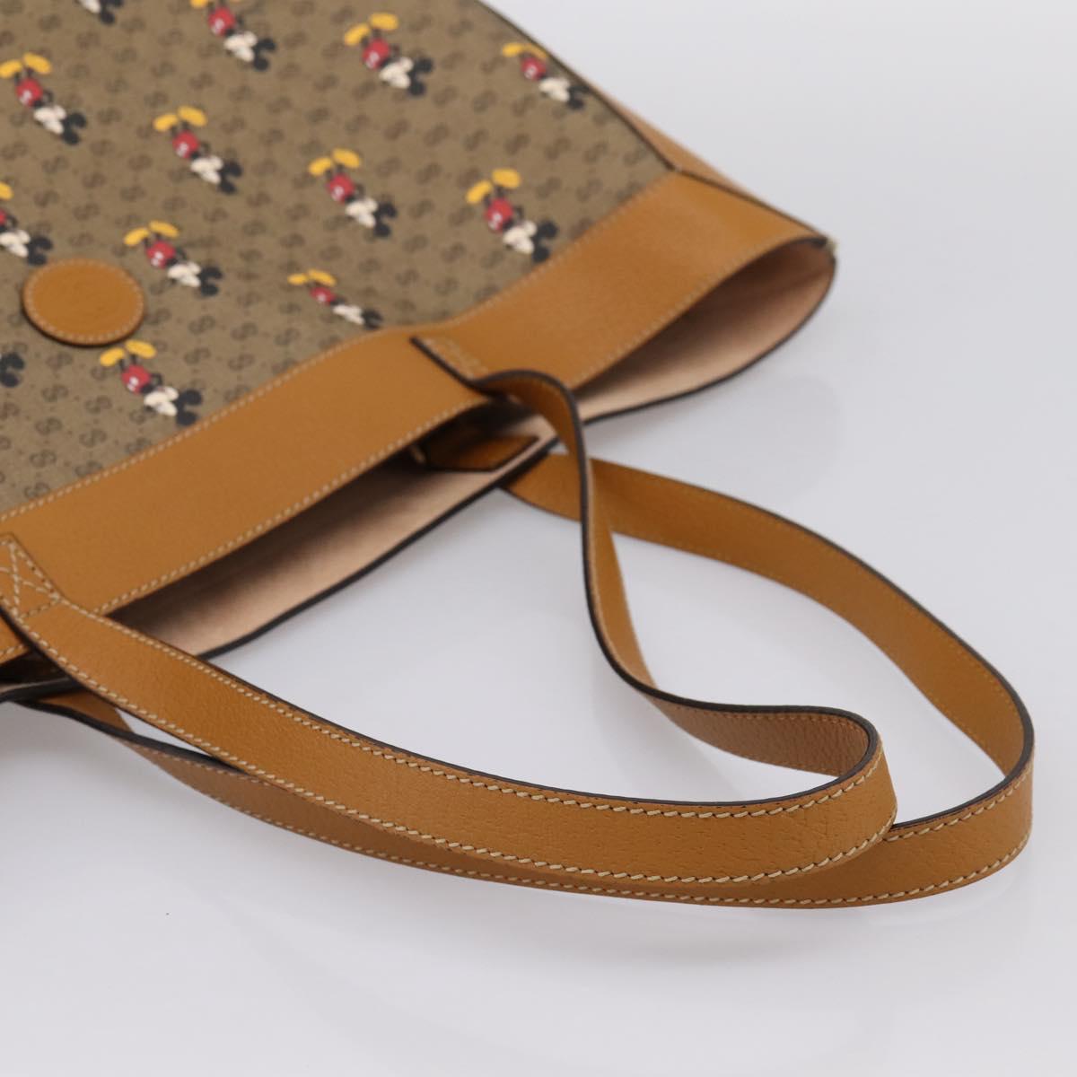 GUCCI GUCCIxDisney Micro GG Supreme Tote Bag PVC Beige Gold 547947 Auth am12393M