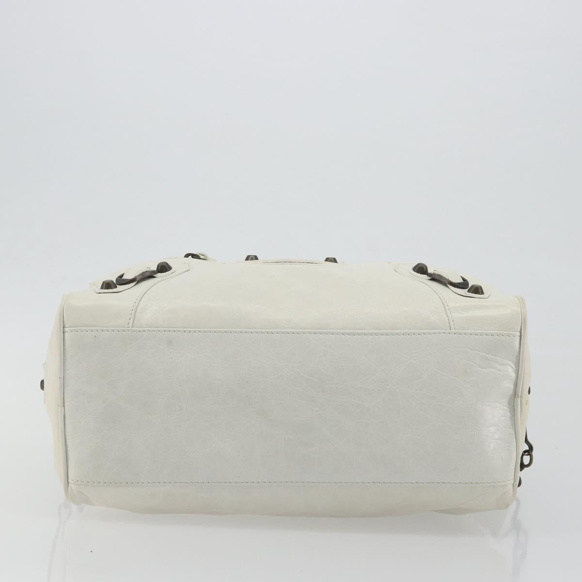 BALENCIAGA The box Hand Bag Leather 2way White 145694 Auth am12395V