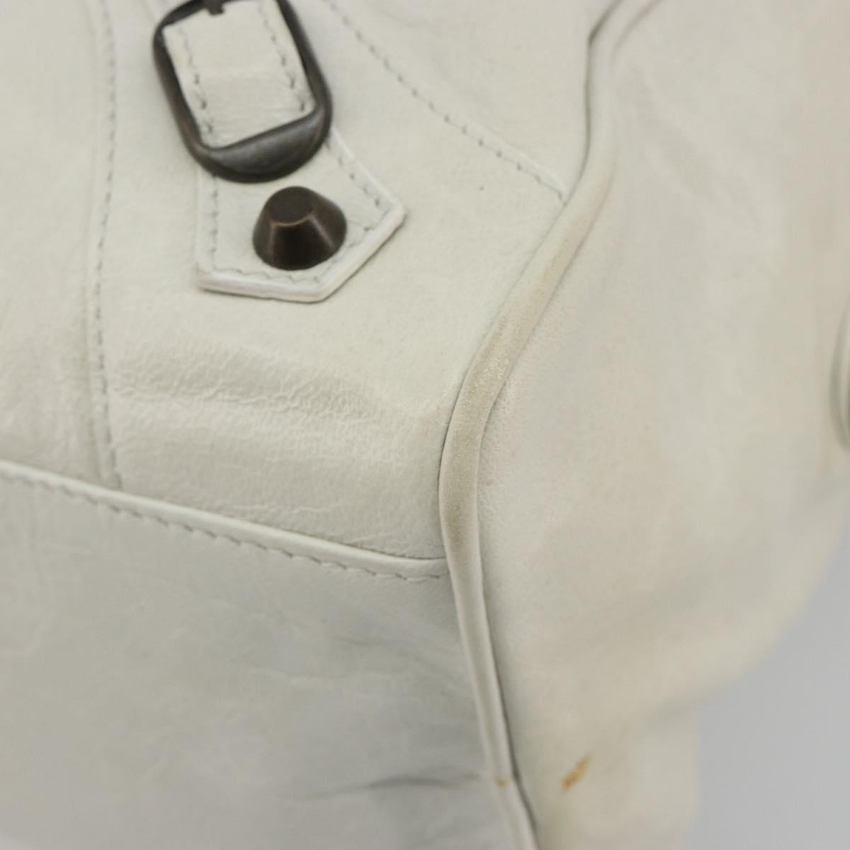 BALENCIAGA The box Hand Bag Leather 2way White 145694 Auth am12395V