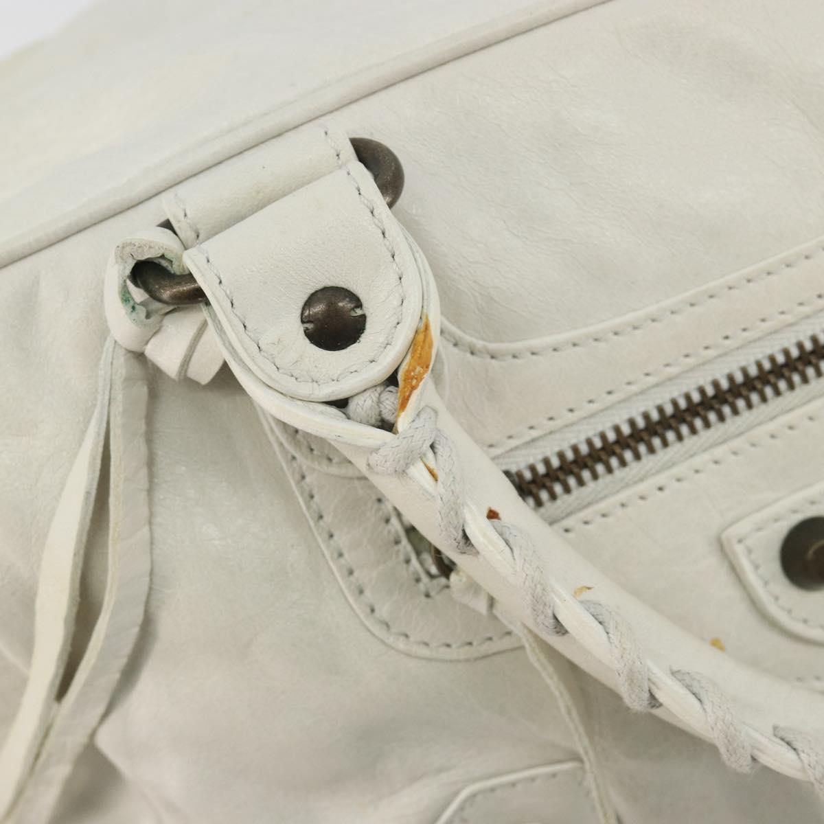BALENCIAGA The box Hand Bag Leather 2way White 145694 Auth am12395V