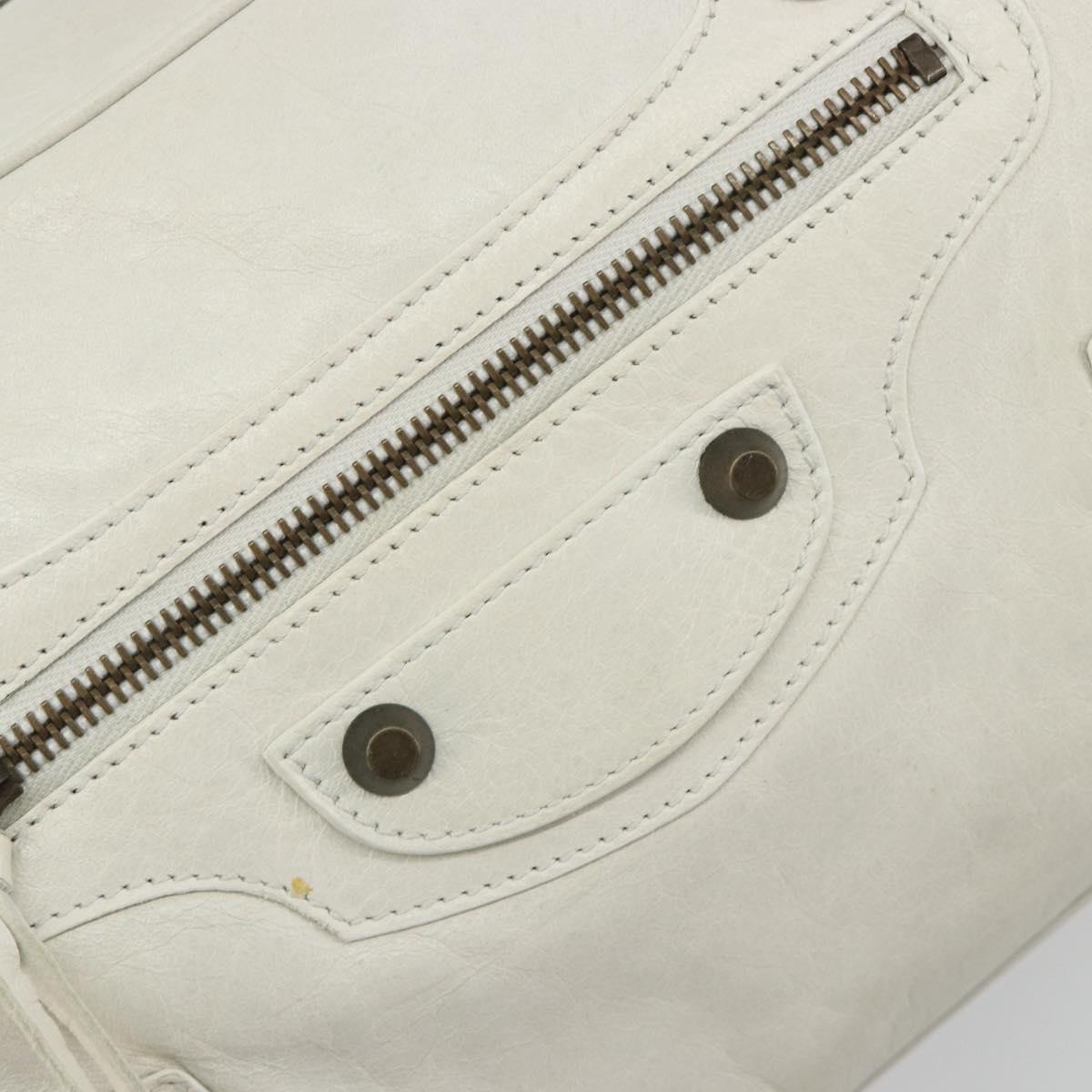 BALENCIAGA The box Hand Bag Leather 2way White 145694 Auth am12395V