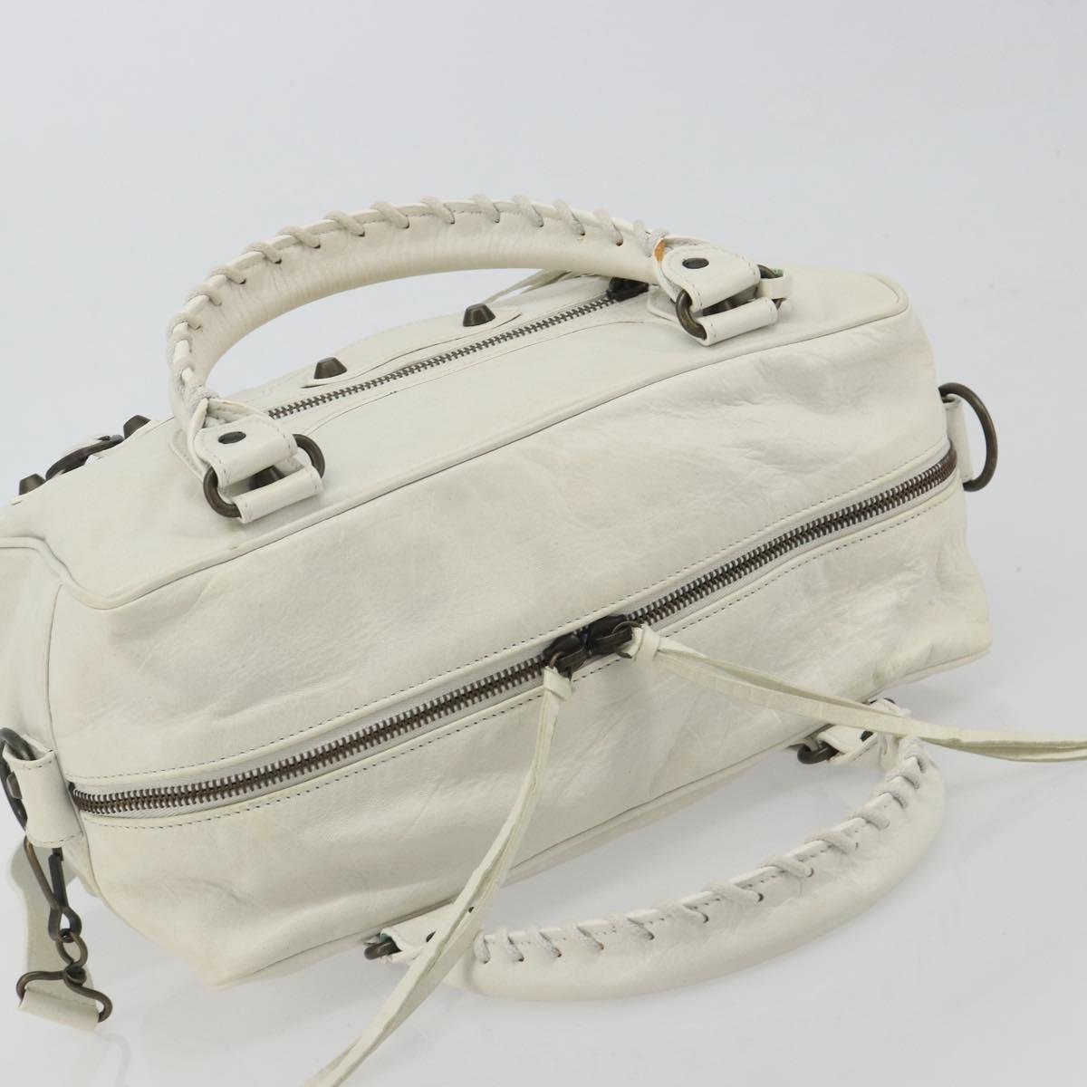 BALENCIAGA The box Hand Bag Leather 2way White 145694 Auth am12395V