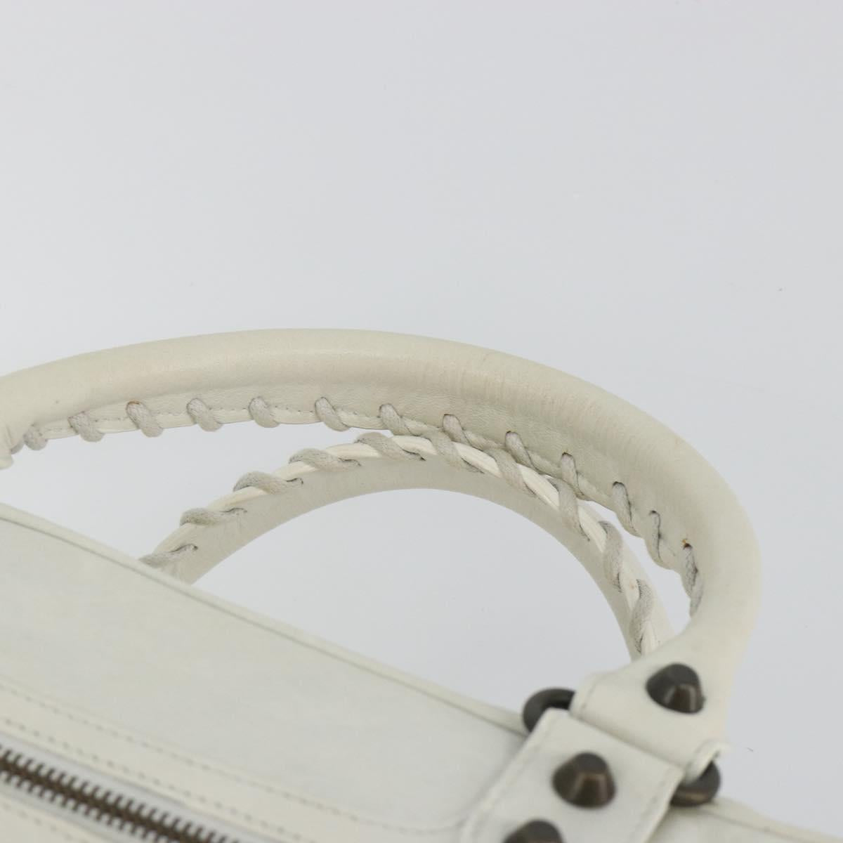 BALENCIAGA The box Hand Bag Leather 2way White 145694 Auth am12395V
