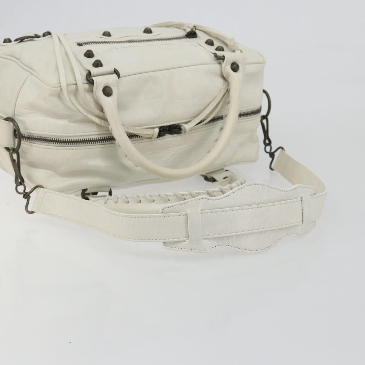 BALENCIAGA The box Hand Bag Leather 2way White 145694 Auth am12395V