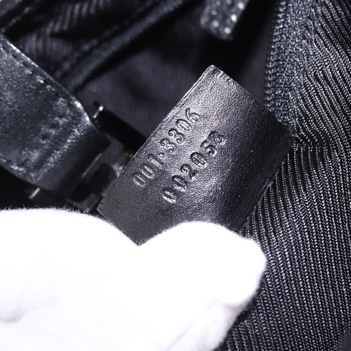 GUCCI GG Canvas Jackie Shoulder Bag Black Silver 001 3306 2684 Auth am12397V