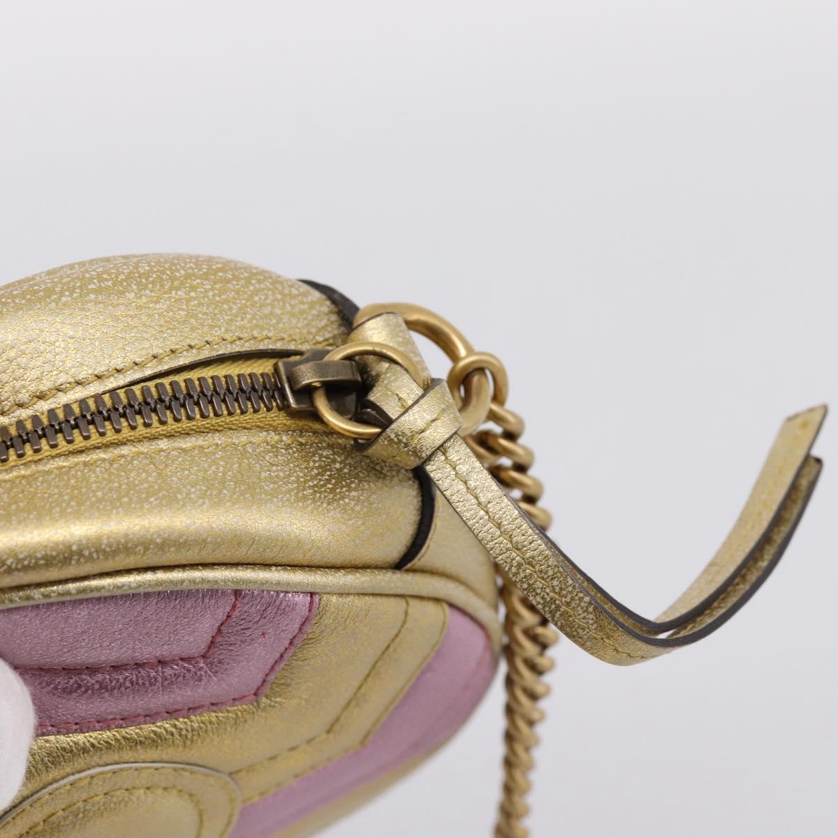 GUCCI Chain Shoulder Bag Leather Gold 550154 Auth am12399V