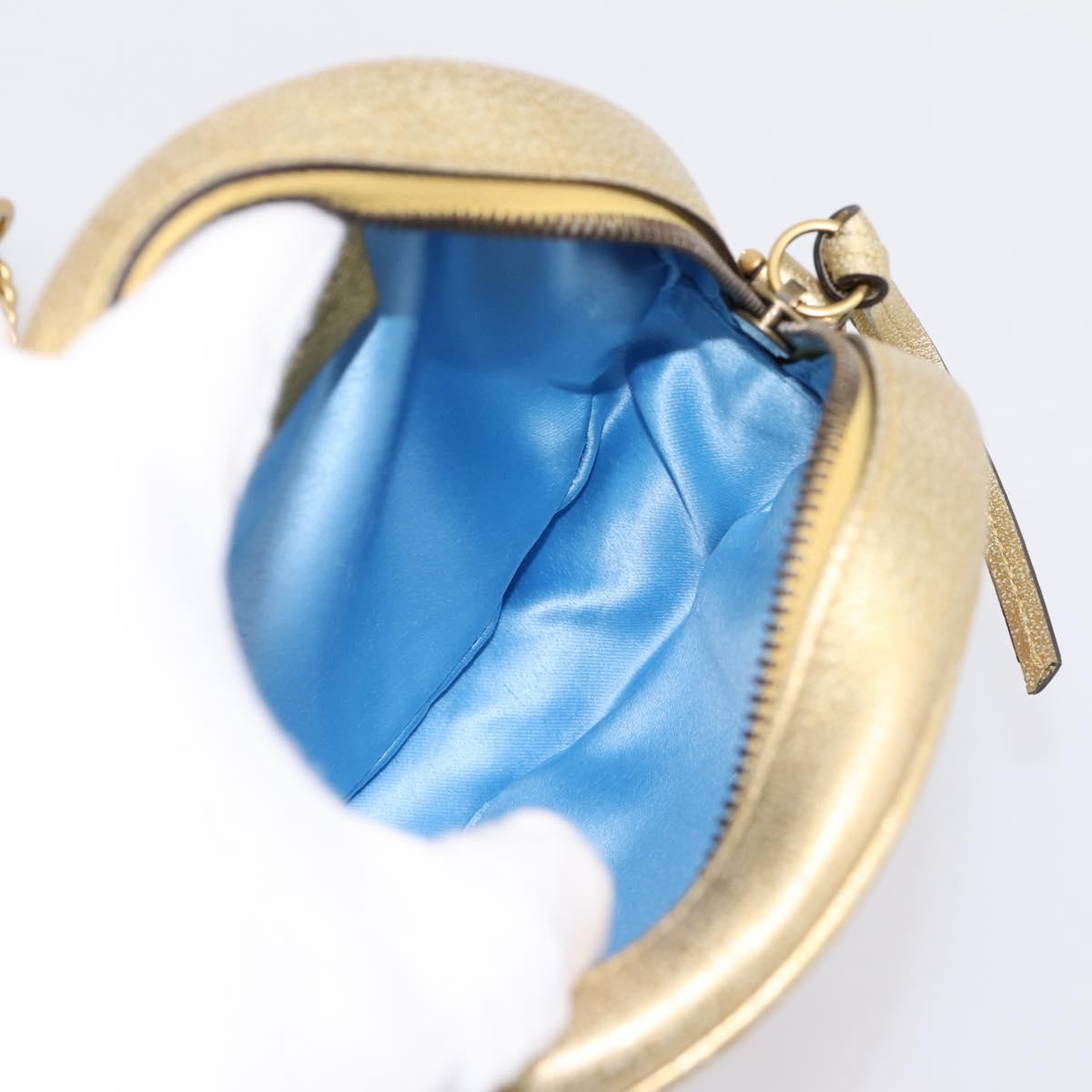 GUCCI Chain Shoulder Bag Leather Gold 550154 Auth am12399V