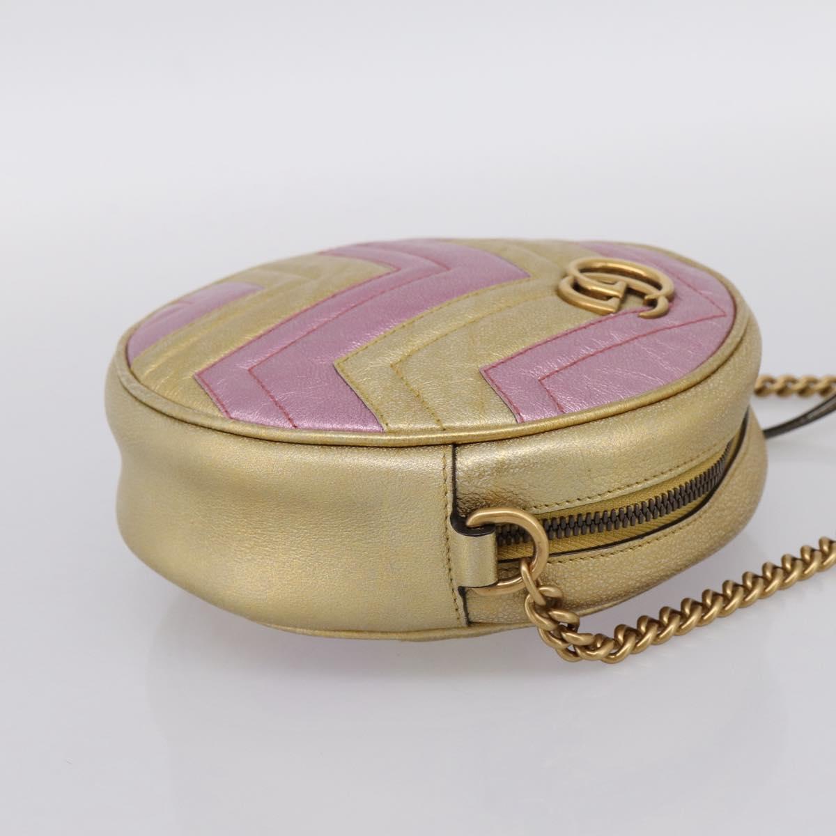 GUCCI Chain Shoulder Bag Leather Gold 550154 Auth am12399V