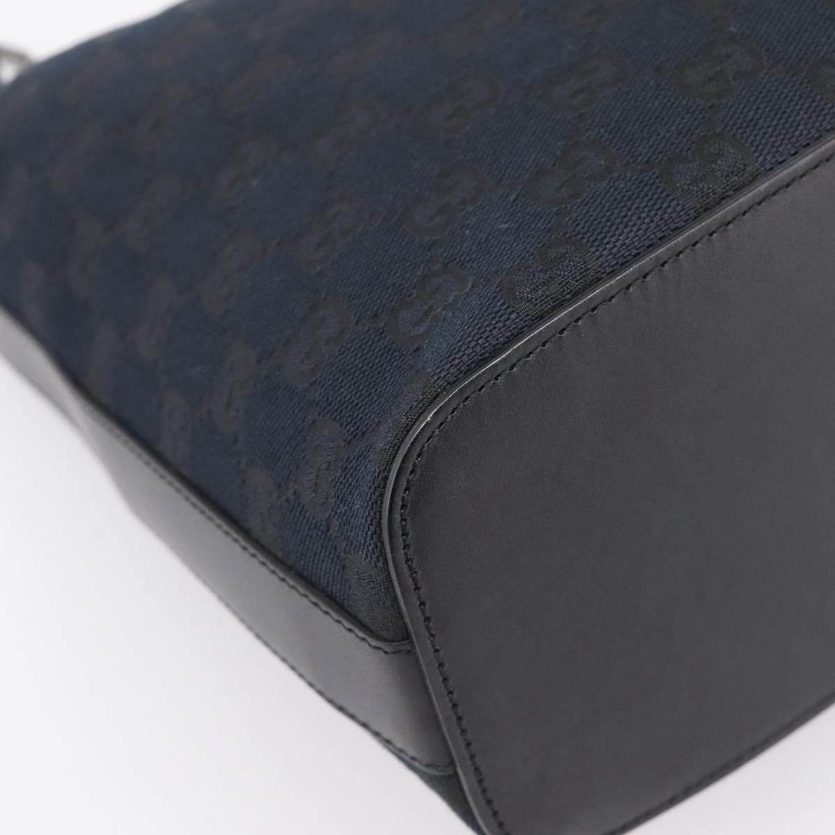 GUCCI GG Canvas Shoulder Bag Black Silver 001 3814 Auth am12400V