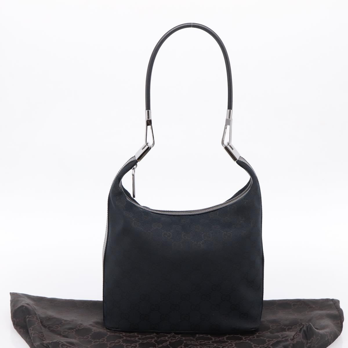 GUCCI GG Canvas Shoulder Bag Black Silver 001 3814 Auth am12400V