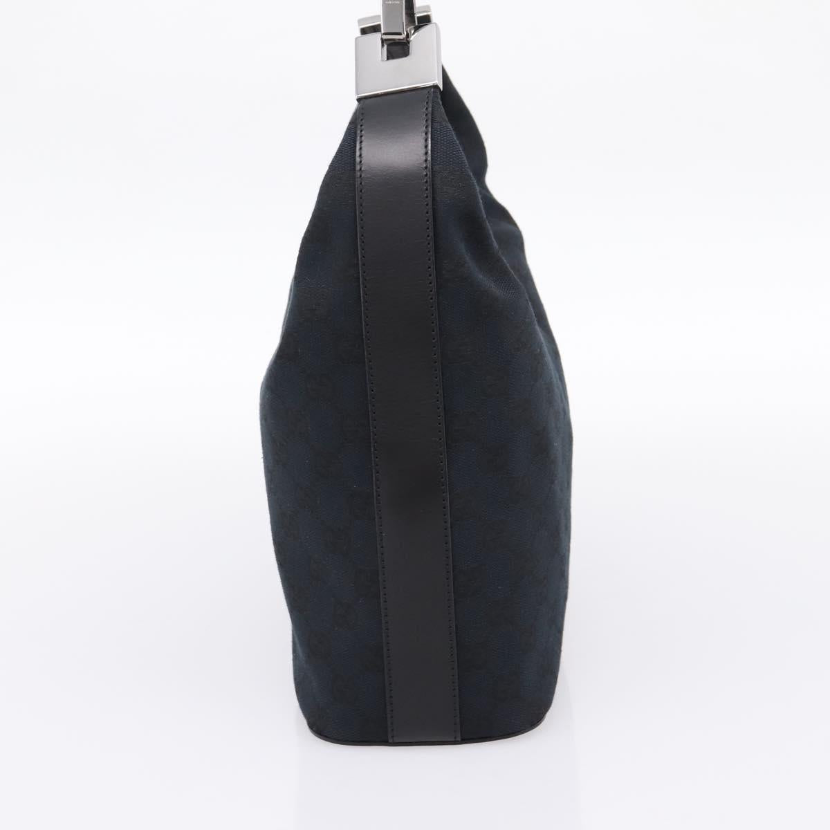 GUCCI GG Canvas Shoulder Bag Black Silver 001 3814 Auth am12400V