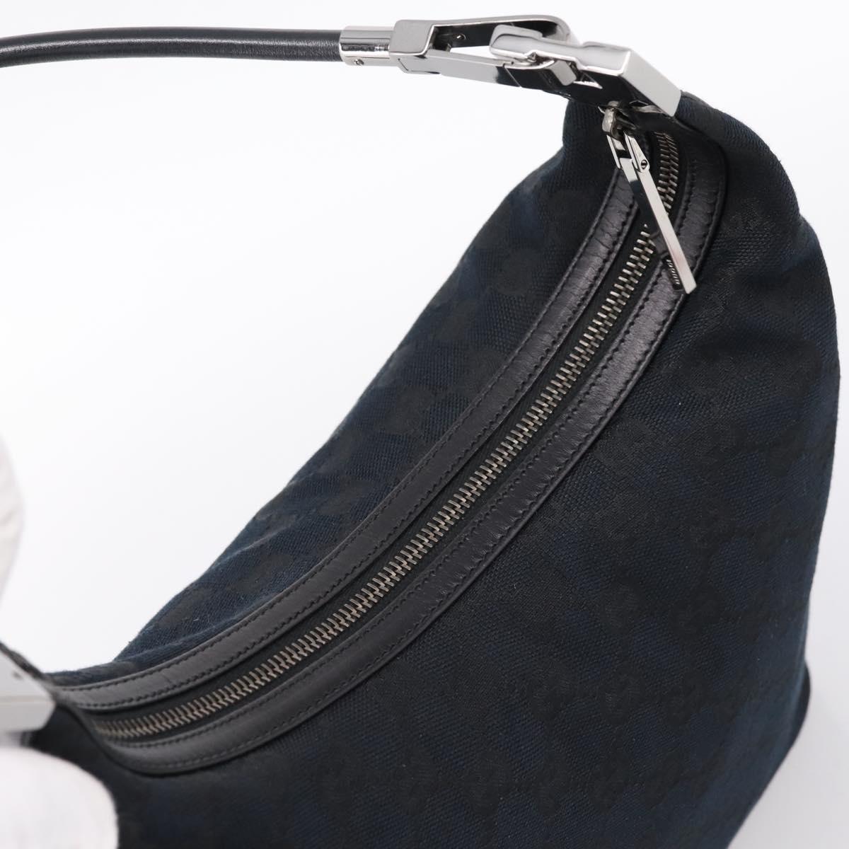 GUCCI GG Canvas Shoulder Bag Black Silver 001 3814 Auth am12400V