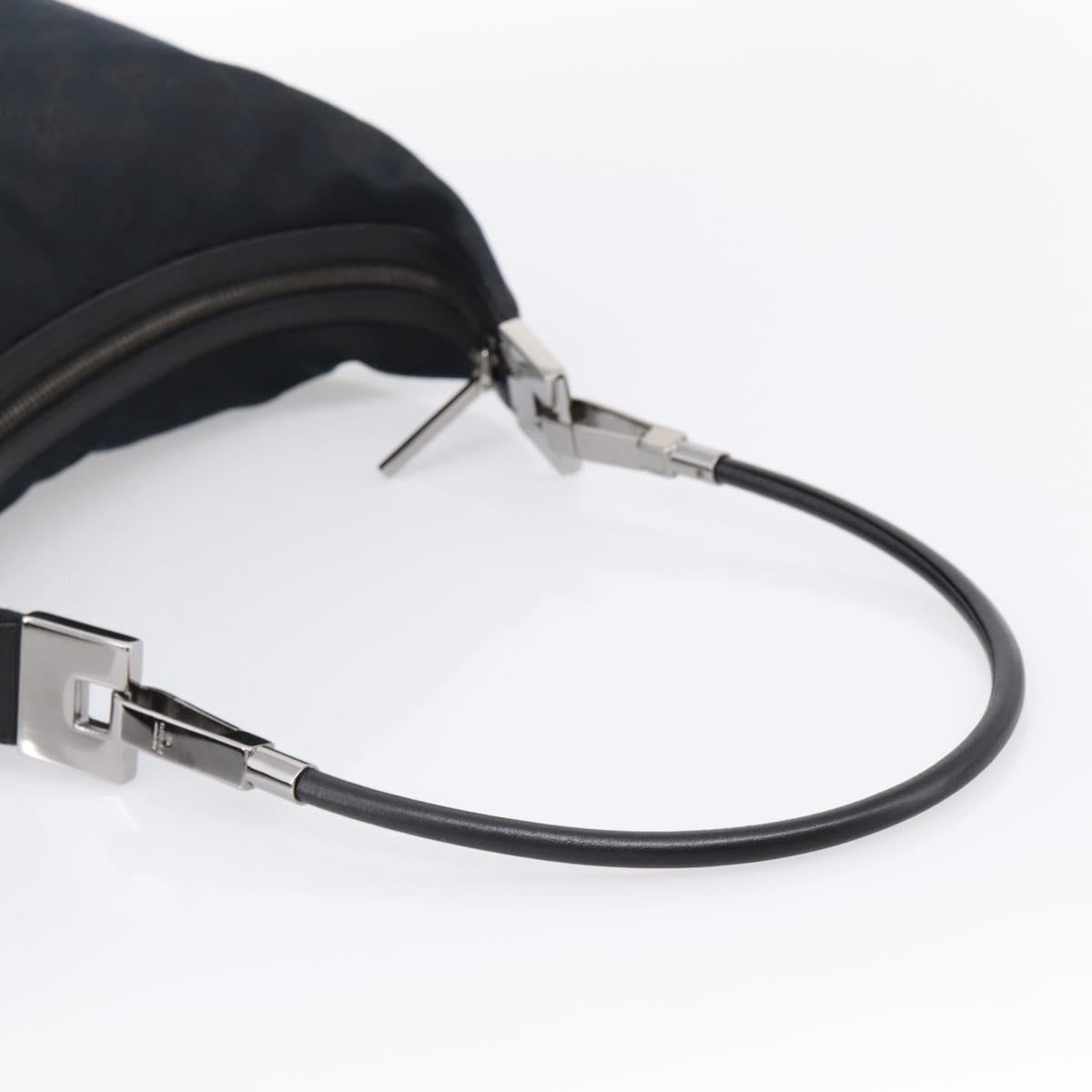 GUCCI GG Canvas Shoulder Bag Black Silver 001 3814 Auth am12400V