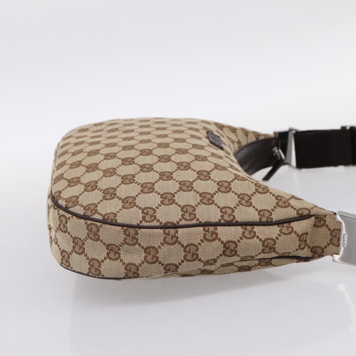 GUCCI GG Canvas Shoulder Bag Beige Silver 122790 Auth am12405V