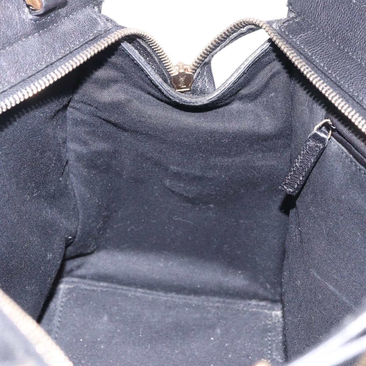SAINT LAURENT Cabas Hand Bag Leather 2way Black Gold Auth am12406V
