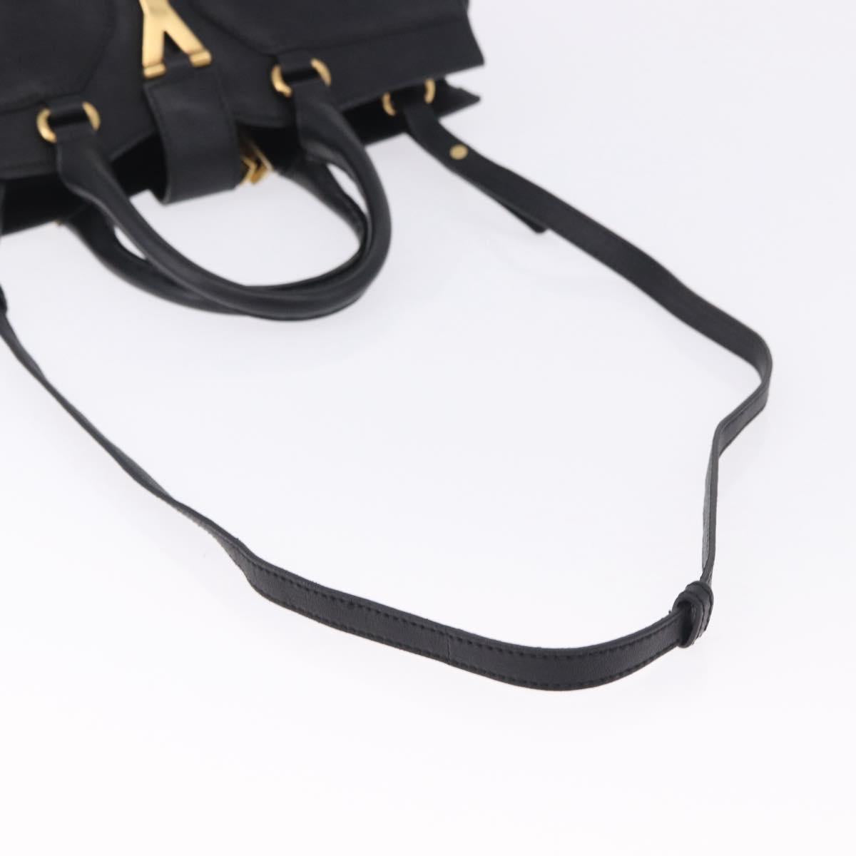 SAINT LAURENT Cabas Hand Bag Leather 2way Black Gold Auth am12406V