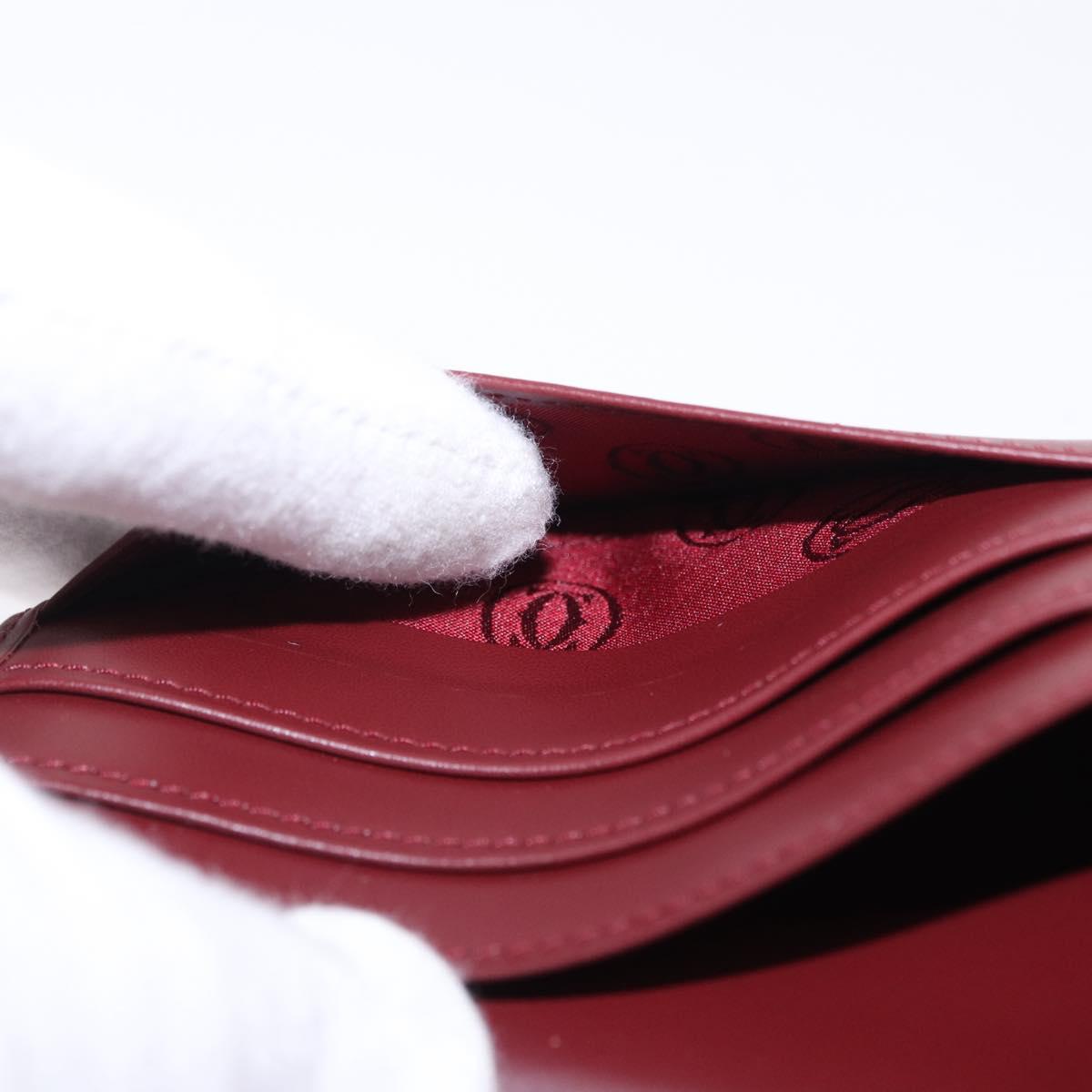 CARTIER Must Line Bifold Wallet Leather Bordeaux Gold Auth am12408V