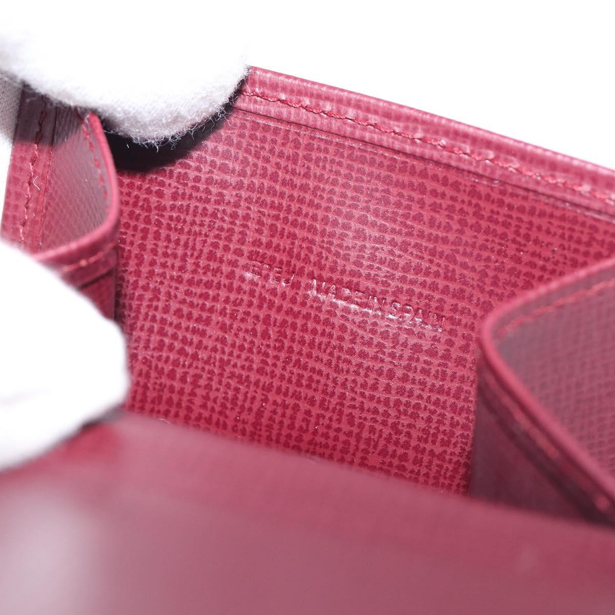 CARTIER Must Line Coin Purse Leather Bordeaux Gold Auth am12409V