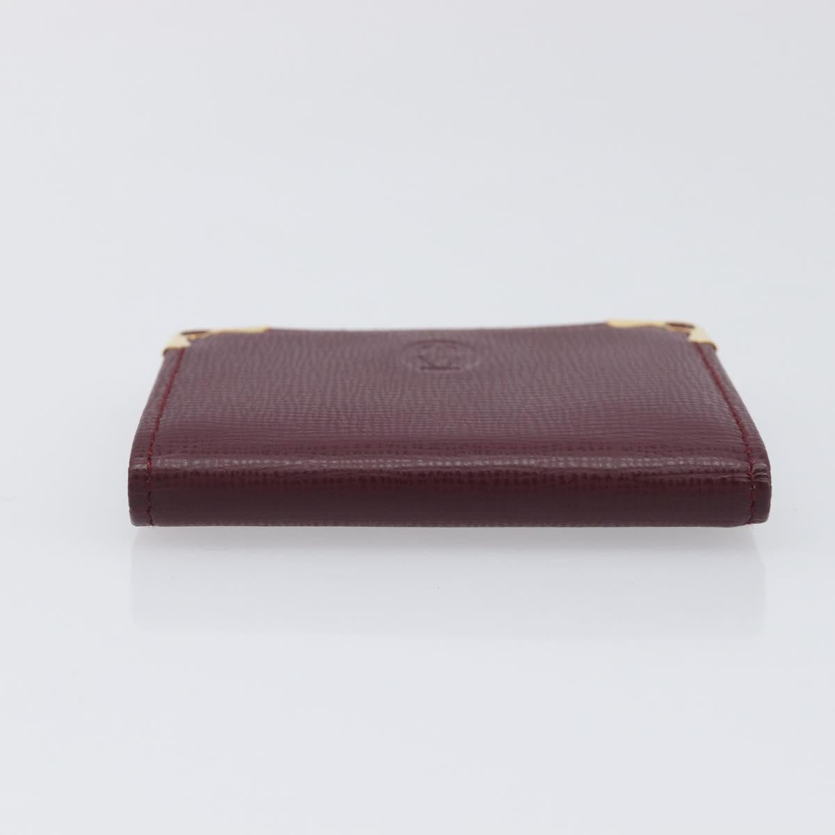 CARTIER Must Line Coin Purse Leather Bordeaux Gold Auth am12409V