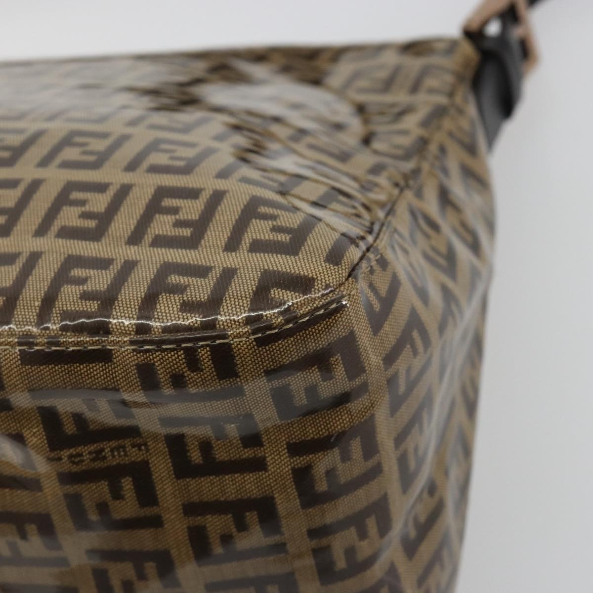 FENDI Zucchino Canvas Mamma Baguette Bag Coated Canvas Black Brown Auth am12411V