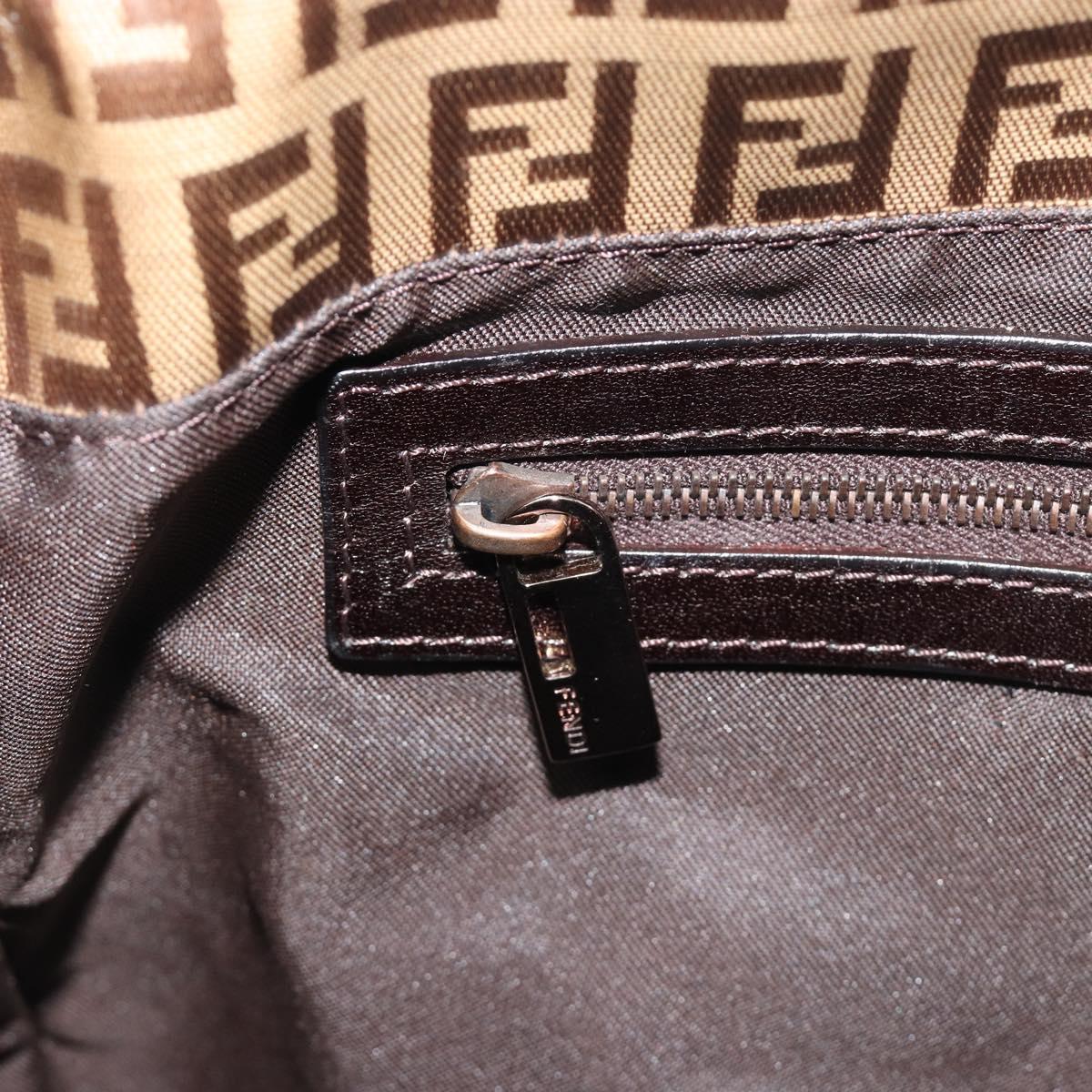 FENDI Zucchino Canvas Mamma Baguette Bag Coated Canvas Black Brown Auth am12411V