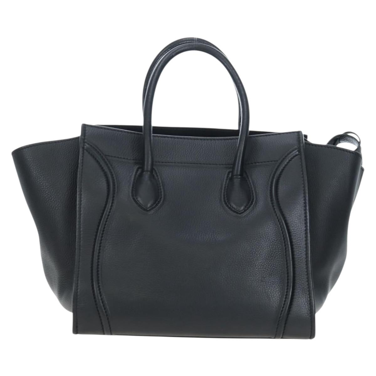 CELINE Luggage Phantom Hand Bag Leather Black Auth am12412M