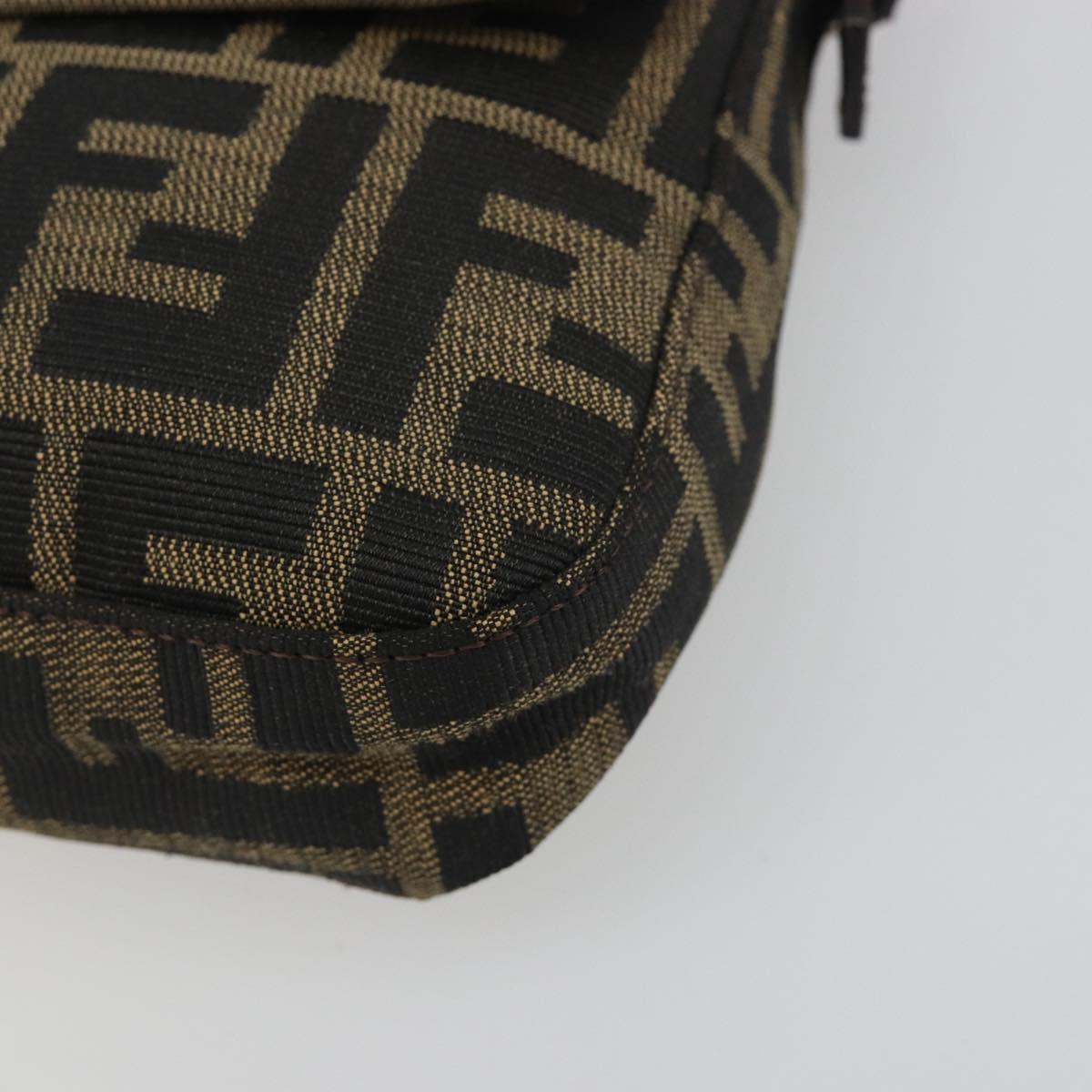 FENDI Zucca Canvas Mamma Baguette Shoulder Bag Brown Black Auth am12413V