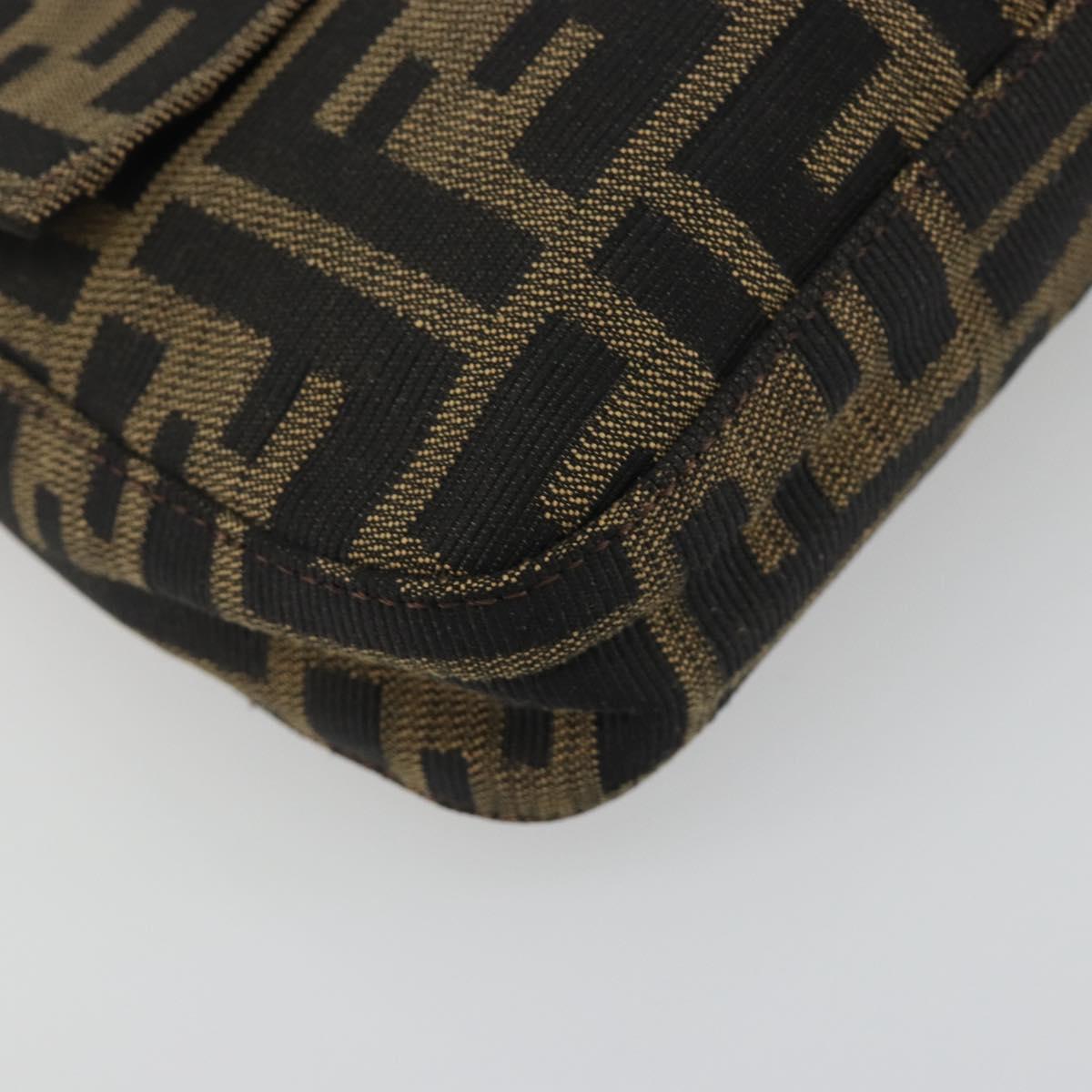 FENDI Zucca Canvas Mamma Baguette Shoulder Bag Brown Black Auth am12413V