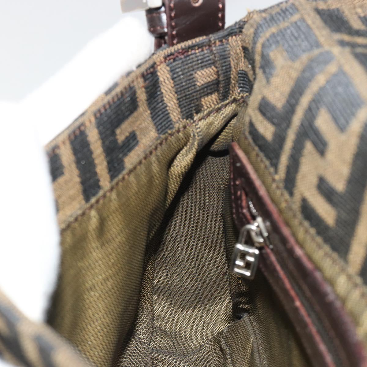 FENDI Zucca Canvas Mamma Baguette Shoulder Bag Brown Black Auth am12413V