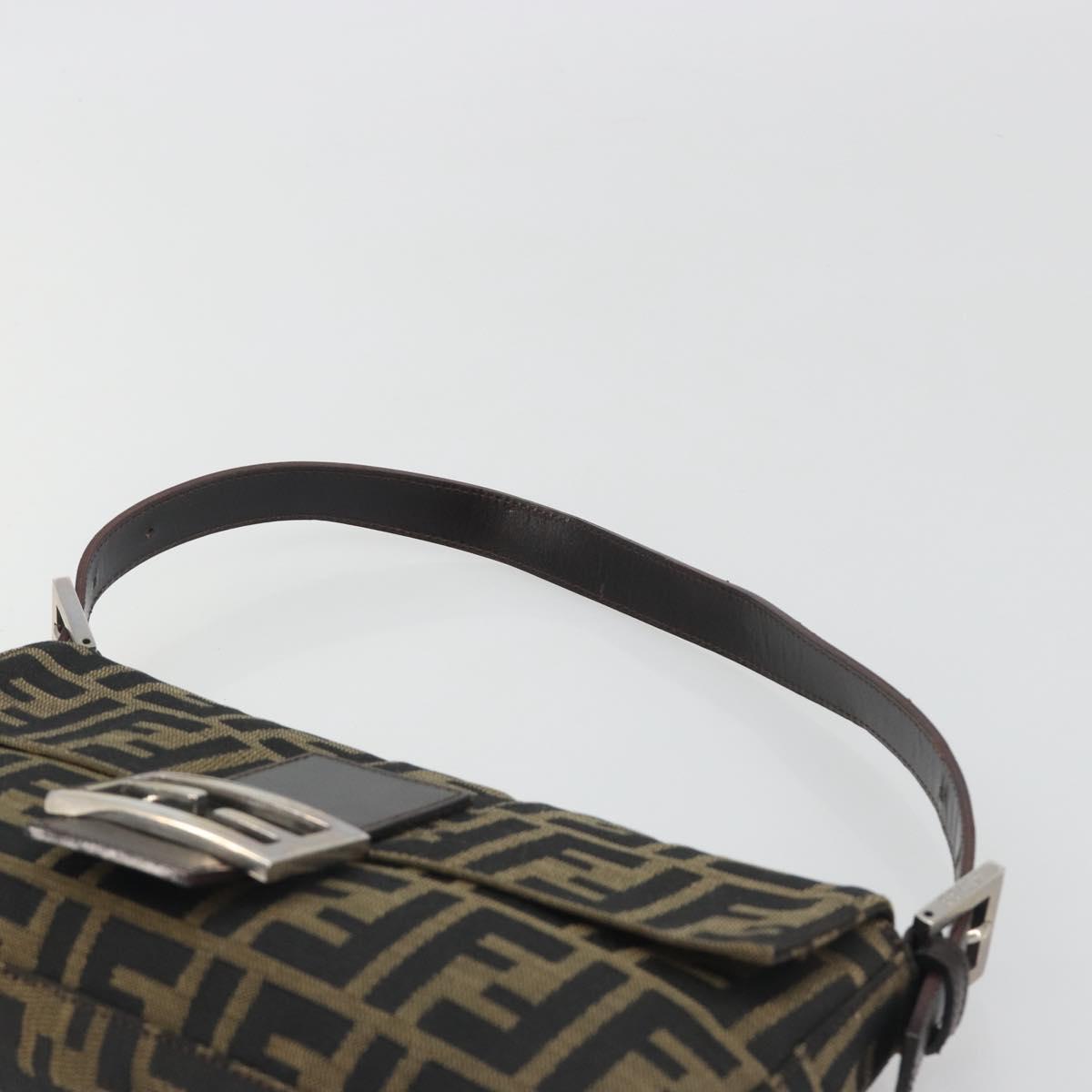 FENDI Zucca Canvas Mamma Baguette Shoulder Bag Brown Black Auth am12413V