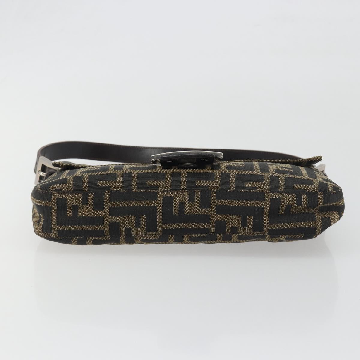 FENDI Zucca Canvas Mamma Baguette Shoulder Bag Brown Black Auth am12413V