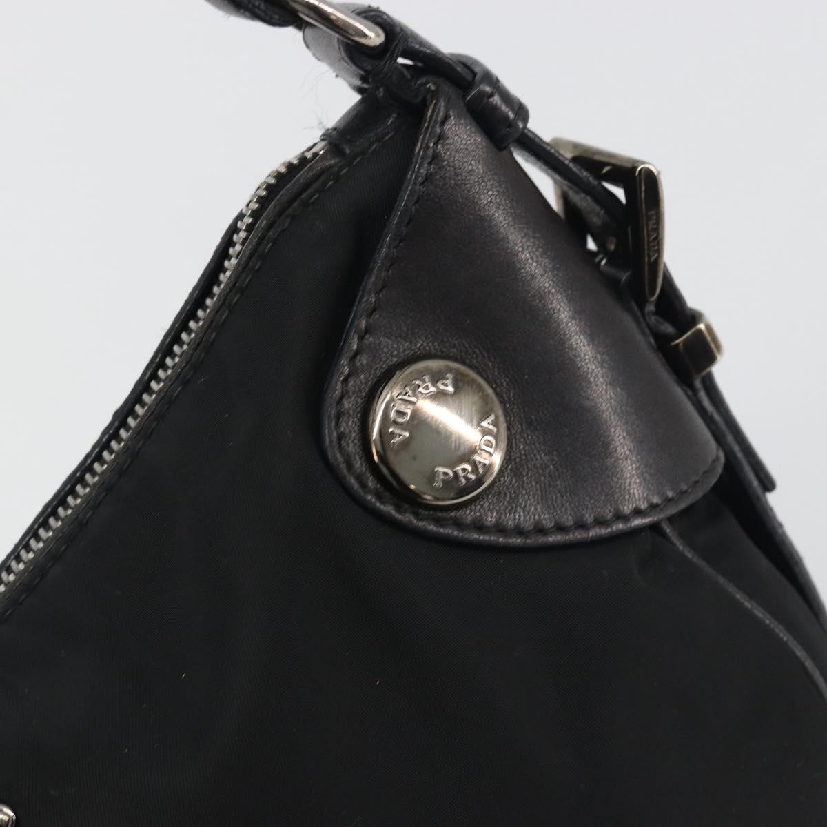 PRADA Shoulder Bag Nylon Leather Black Silver Auth am12415V