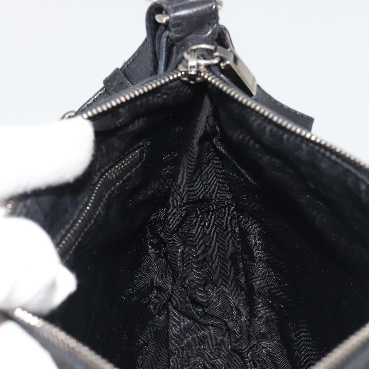 PRADA Shoulder Bag Nylon Leather Black Silver Auth am12415V