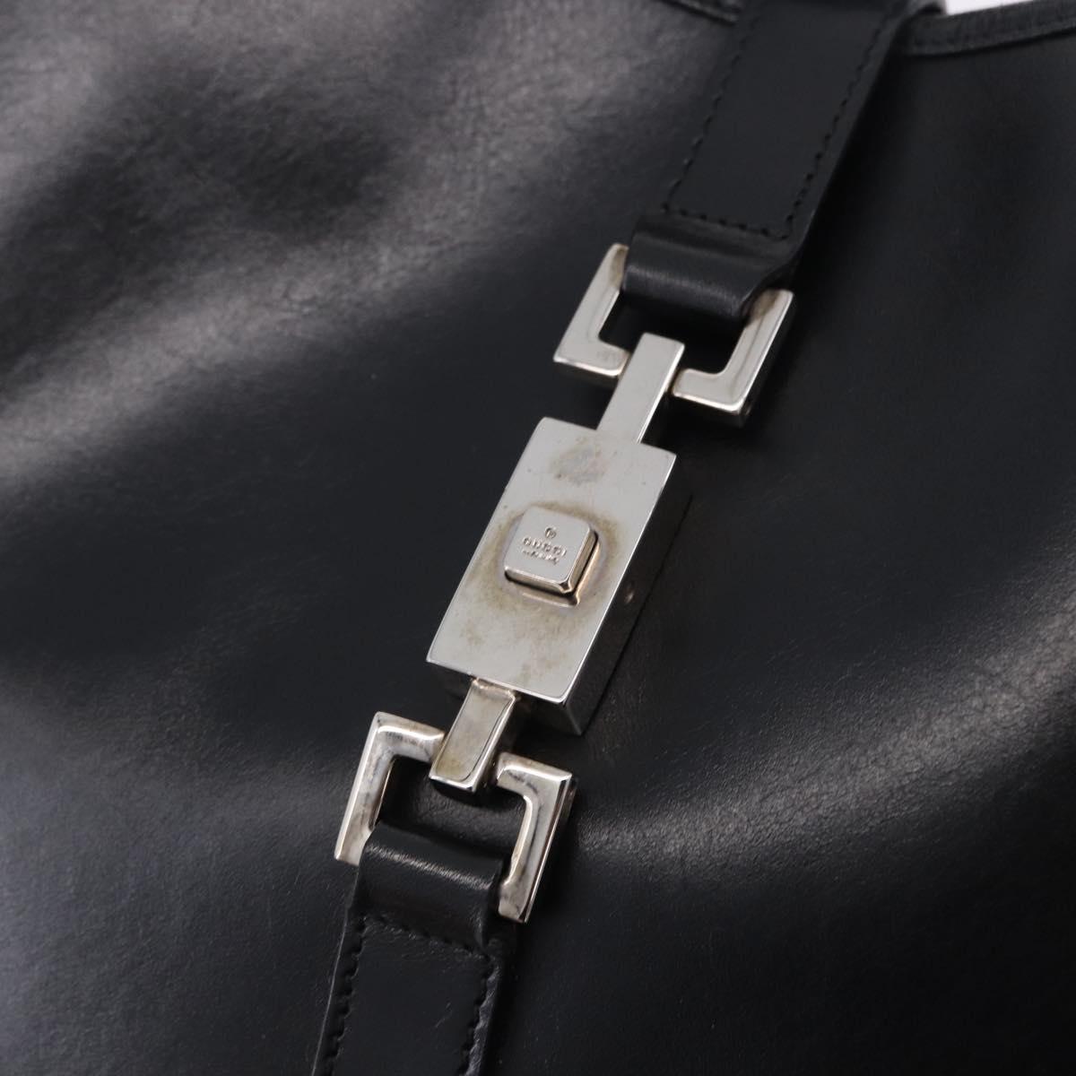 GUCCI Jackie Shoulder Bag Leather Black Silver 001 3346 Auth am12416V
