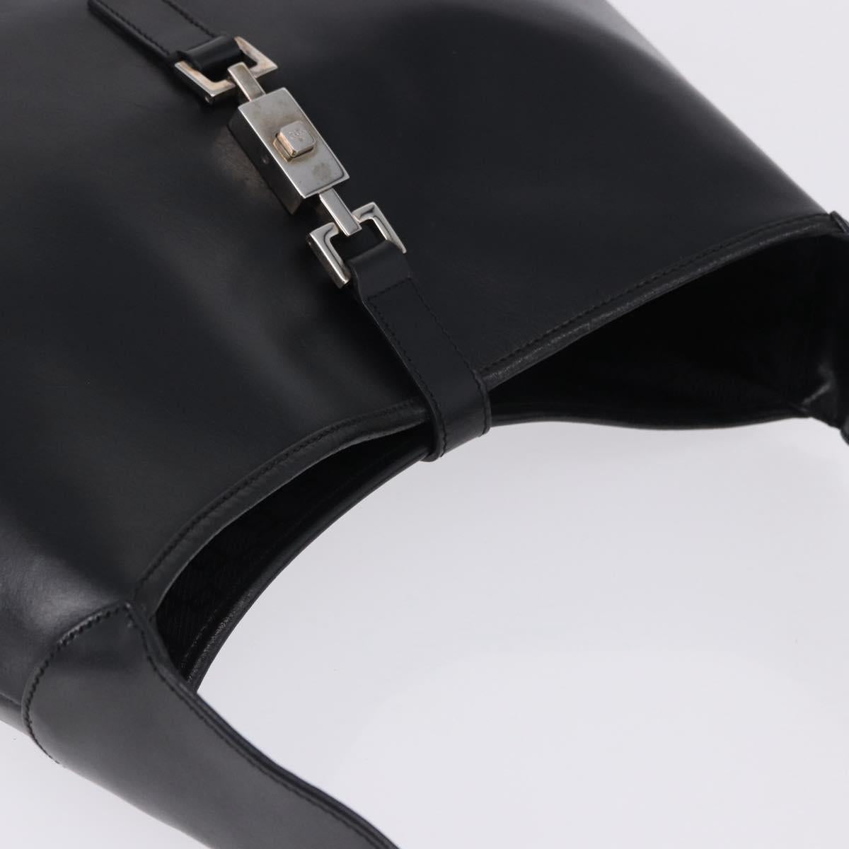 GUCCI Jackie Shoulder Bag Leather Black Silver 001 3346 Auth am12416V