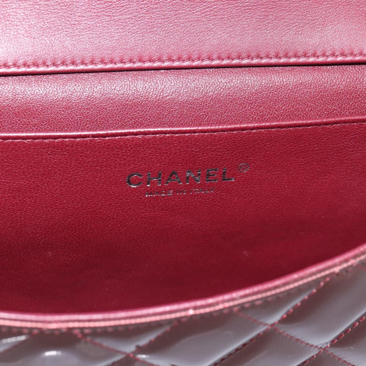 CHANEL Matelasse25 Chain Shoulder Bag Enamel Bordeaux Silver CC Auth am12419SAM