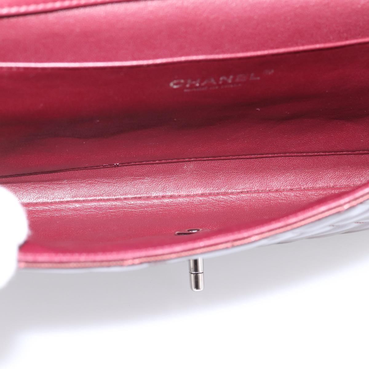 CHANEL Matelasse25 Chain Shoulder Bag Enamel Bordeaux Silver CC Auth am12419SAM