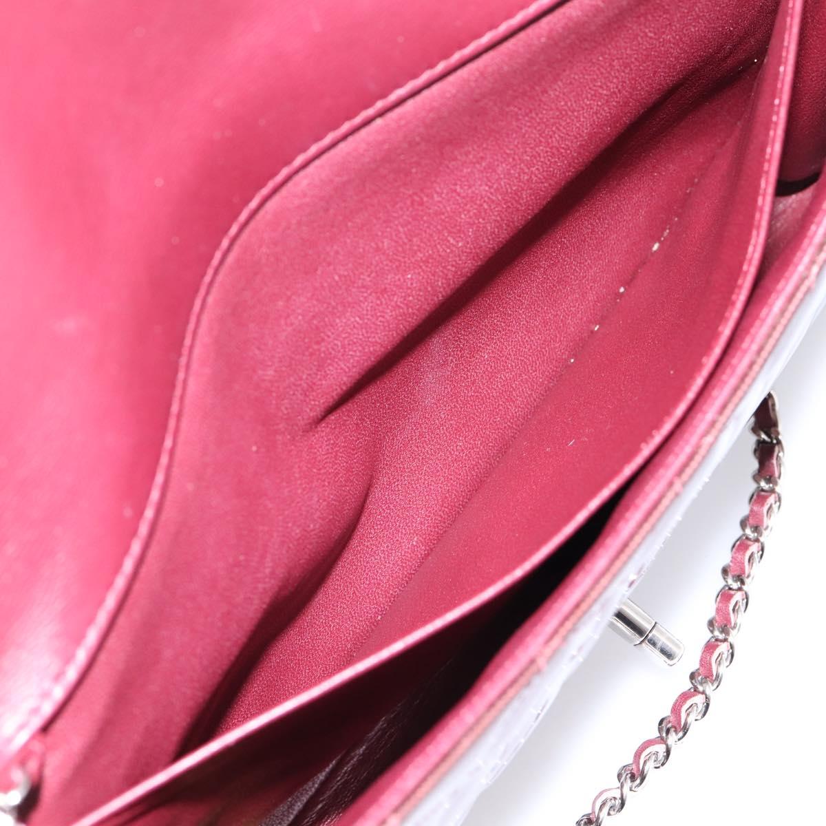 CHANEL Matelasse25 Chain Shoulder Bag Enamel Bordeaux Silver CC Auth am12419SAM
