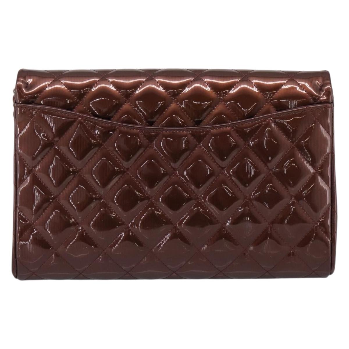 CHANEL Matelasse25 Chain Shoulder Bag Enamel Bordeaux Silver CC Auth am12419SAM