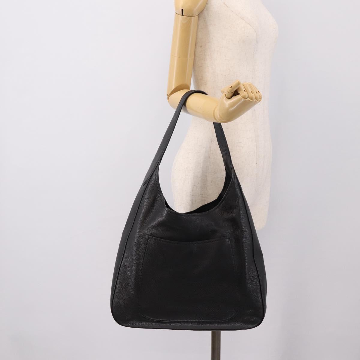 PRADA Shoulder Bag Taurillon Leather Black Auth am12420SAM