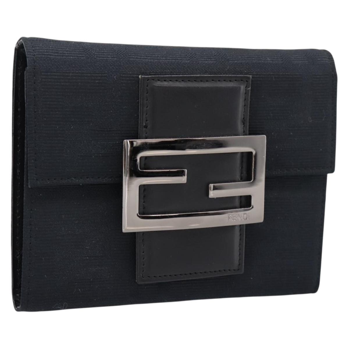 FENDI Zucca Canvas Compact Trifold Wallet Black Auth am12424V