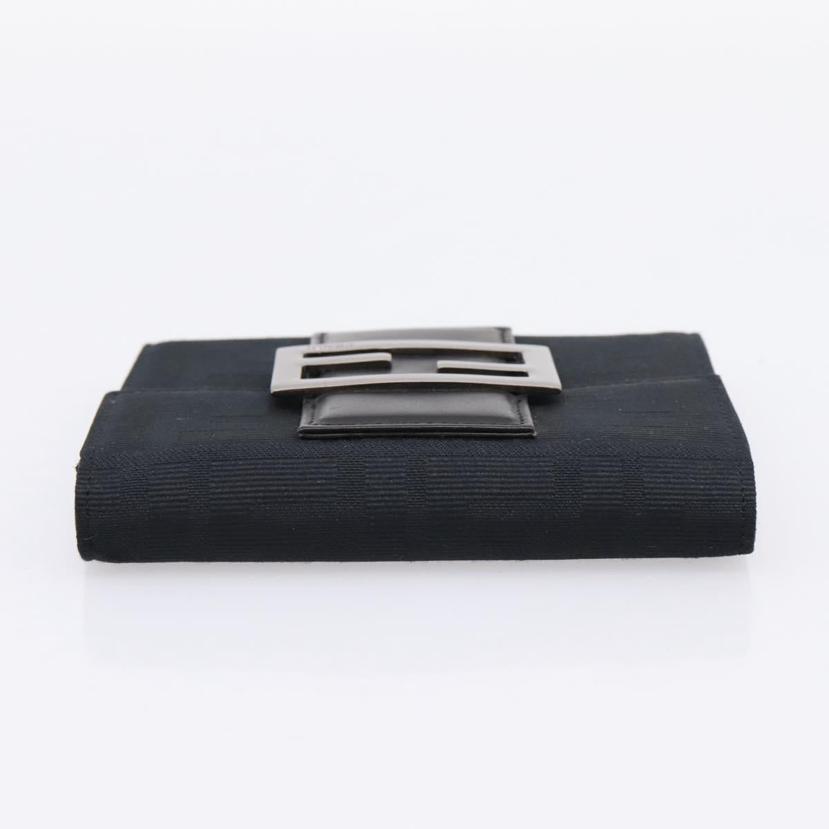 FENDI Zucca Canvas Compact Trifold Wallet Black Auth am12424V