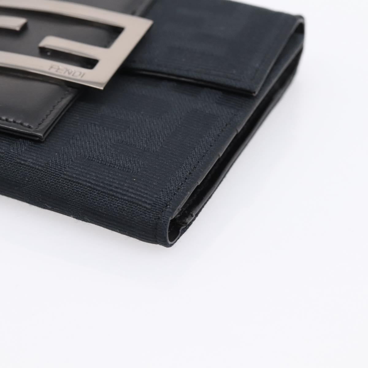 FENDI Zucca Canvas Compact Trifold Wallet Black Auth am12424V