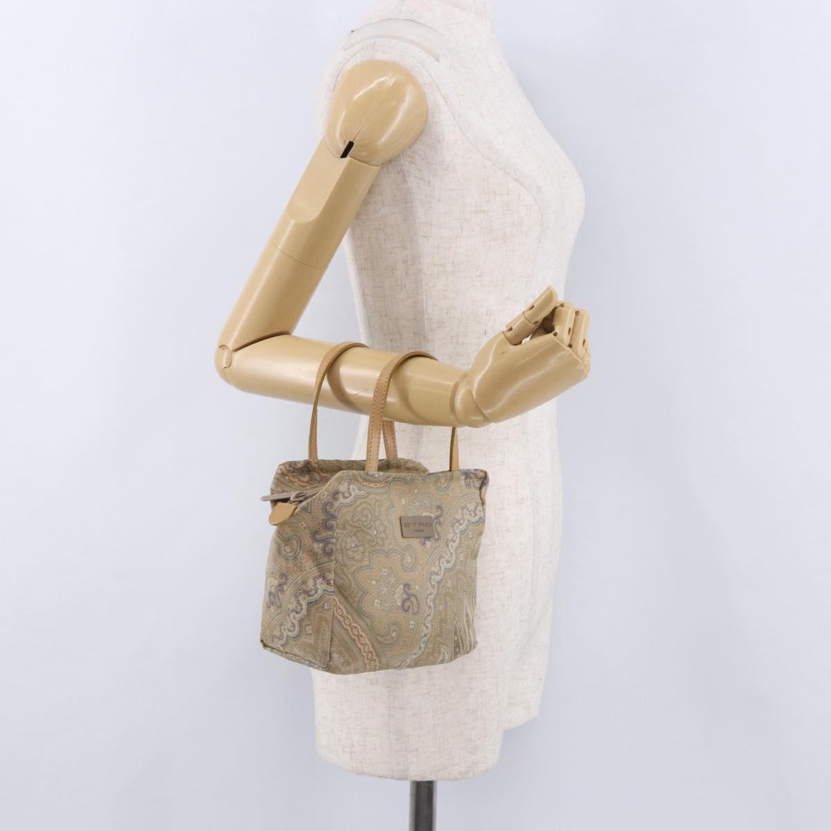 ETRO Paisley Hand Bag Canvas Beige Auth am12428A